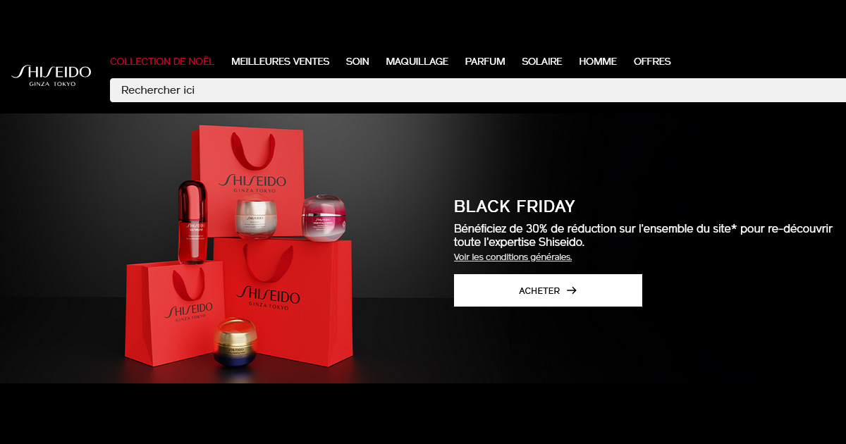 Black Friday Shiseido 💄 -30 % sur l’ensemble du site*