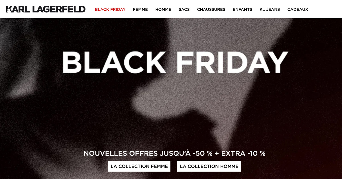 Black Friday Karl Lagerfeld 🖤 (jusqu&rsquo;à -60%) L’élégance selon Karl, à prix renversant