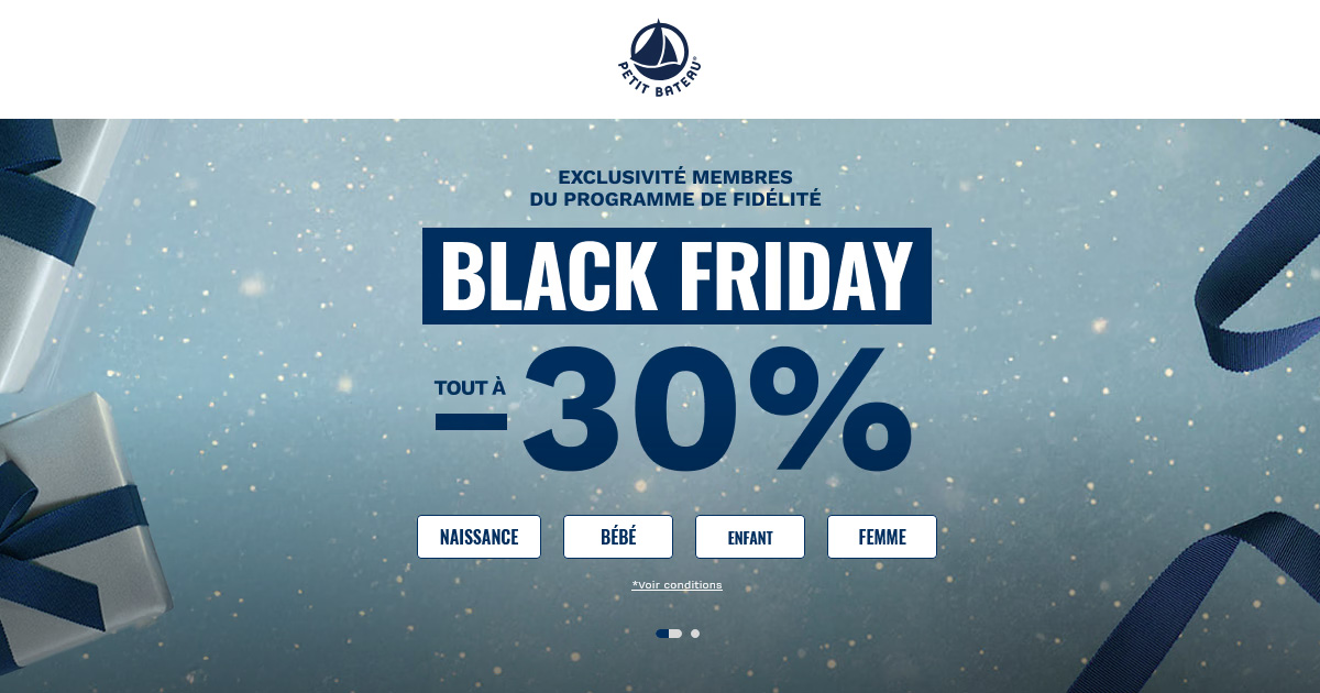 Le grand Black Friday Petit Bateau 💙 Toute la marque à -30 % pendant 5 jours seulement