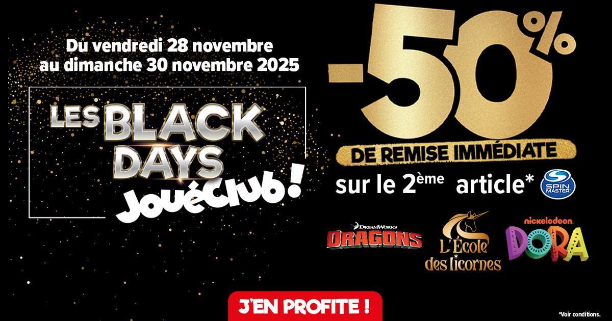Les Black Days JouéClub débarquent : -50 % sur le 2ᵉ jouet