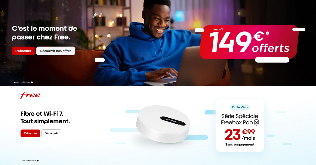 Free casse les prix 💥 Jusqu’à 149 € offerts et la Freebox Pop à 23,99 €/mois