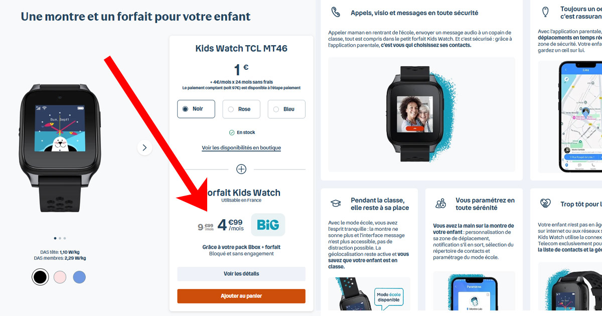 Kids Watch B&You : la montre connectée enfant à 1€ * + forfait 4,99 €/mois 👶⌚