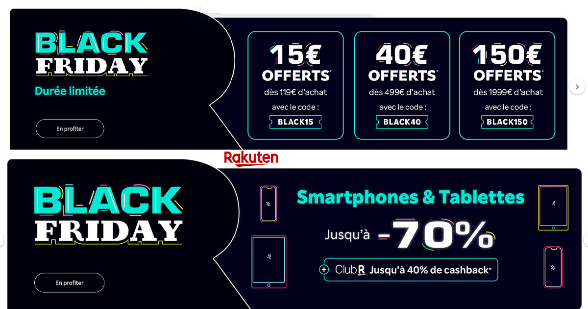 Black Friday Rakuten 💥 Jusqu’à -80 % et jusqu’à 150 € offerts